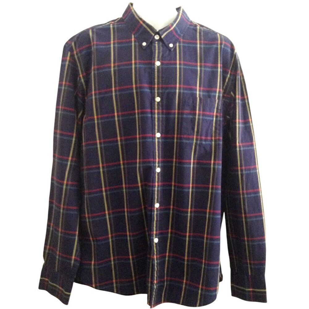 J Crew Shirt Men's Extra Large Blue Check Classic Date Night